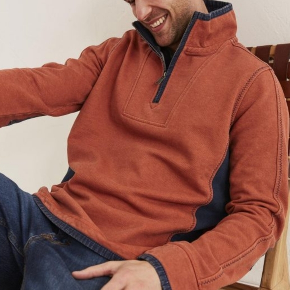 Fat Face Other - FAT FACE NWOT 3XL Airlie Pullover 1/4 zip, kangaroo pocket, orange and b…